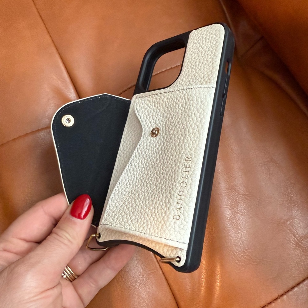 Bandolier Cream and Black Phone Case with Card Holder